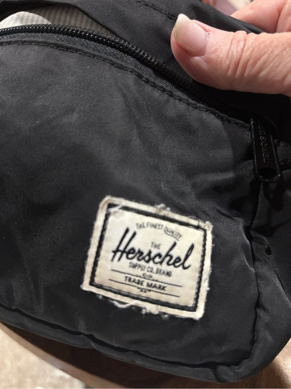 Herschel Supply Company Black Nylon Sling Pouch with Logo Patch